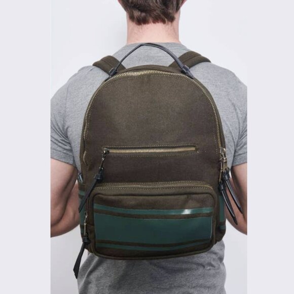 NWT Porter + Bond Otis Wool Backpack Olive Drab Green Men's Back to School - Picture 2 of 15